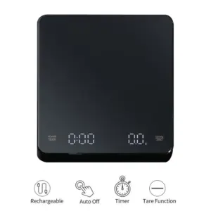 Digitale Kaffeewaage mit Timer, LED-Bildschirm, Espresso, USB, 3 kg, max. Wiegen 0,1 g, hochpräzise Messungen in Oz/ml/g, Küchenwaage